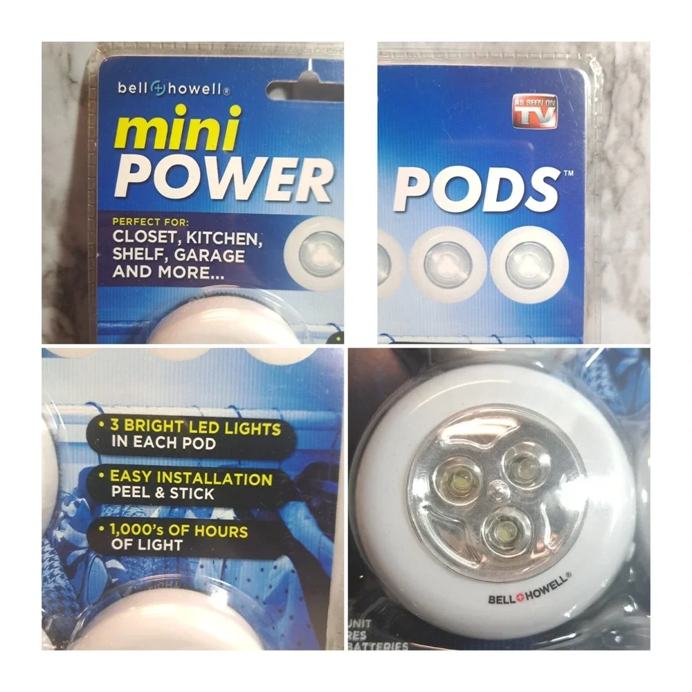 Bell Howell 3‎ mini-Power Pods Stick Anywhere 1,000's Of Hours Of Light